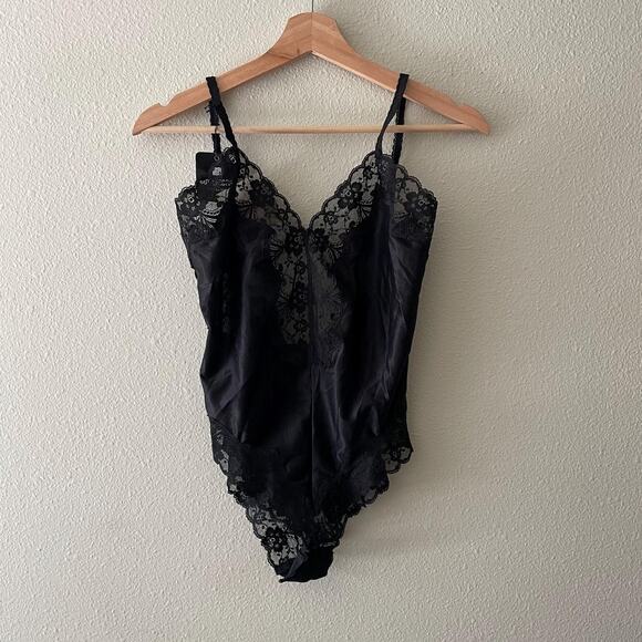 DEADSTOCK vintage Guy Laroche 80s black lace teddy nwt lingerie union made M - Picture 1 of 8